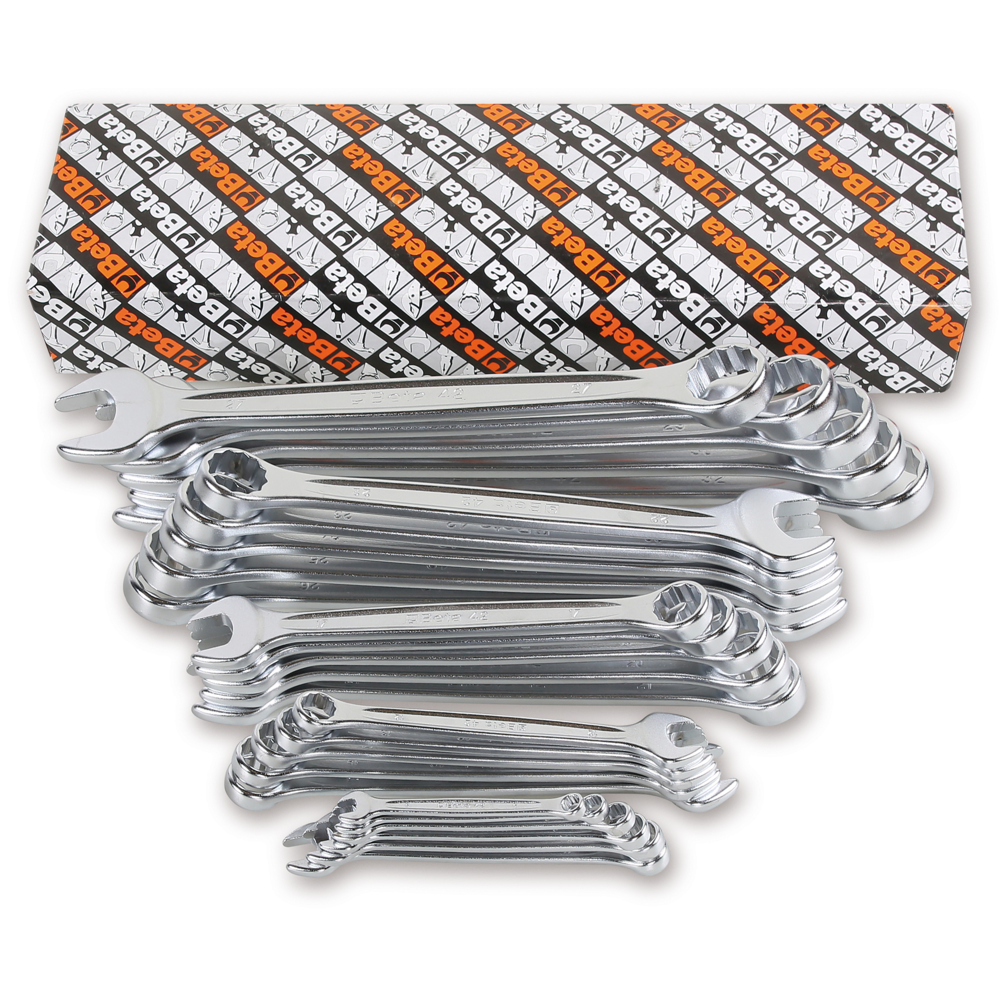 Beta 42/S26 Set of 26 12-Point 15° Offset Combination Wrenches, Slim Profile, Metric 6-32mm